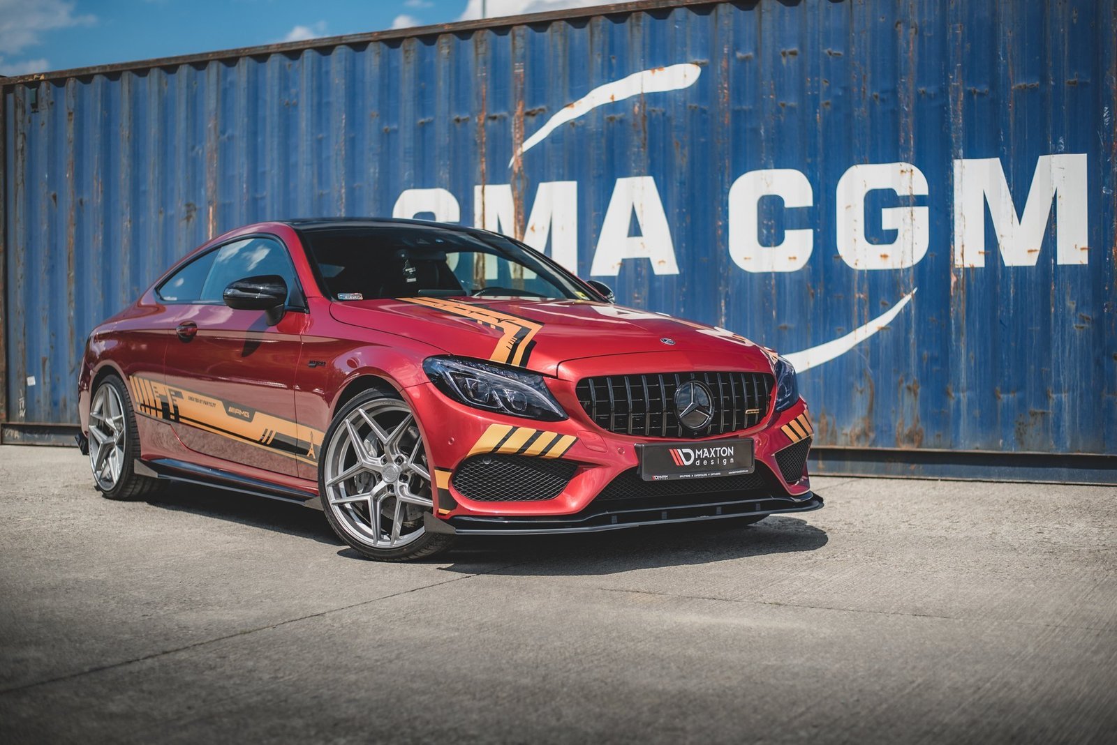 Street Pro Splitter Delantero + Flaps Aerodinámicos Mercedes-AMG C43 / AMG-Line Coupe C205 - Imagen 2